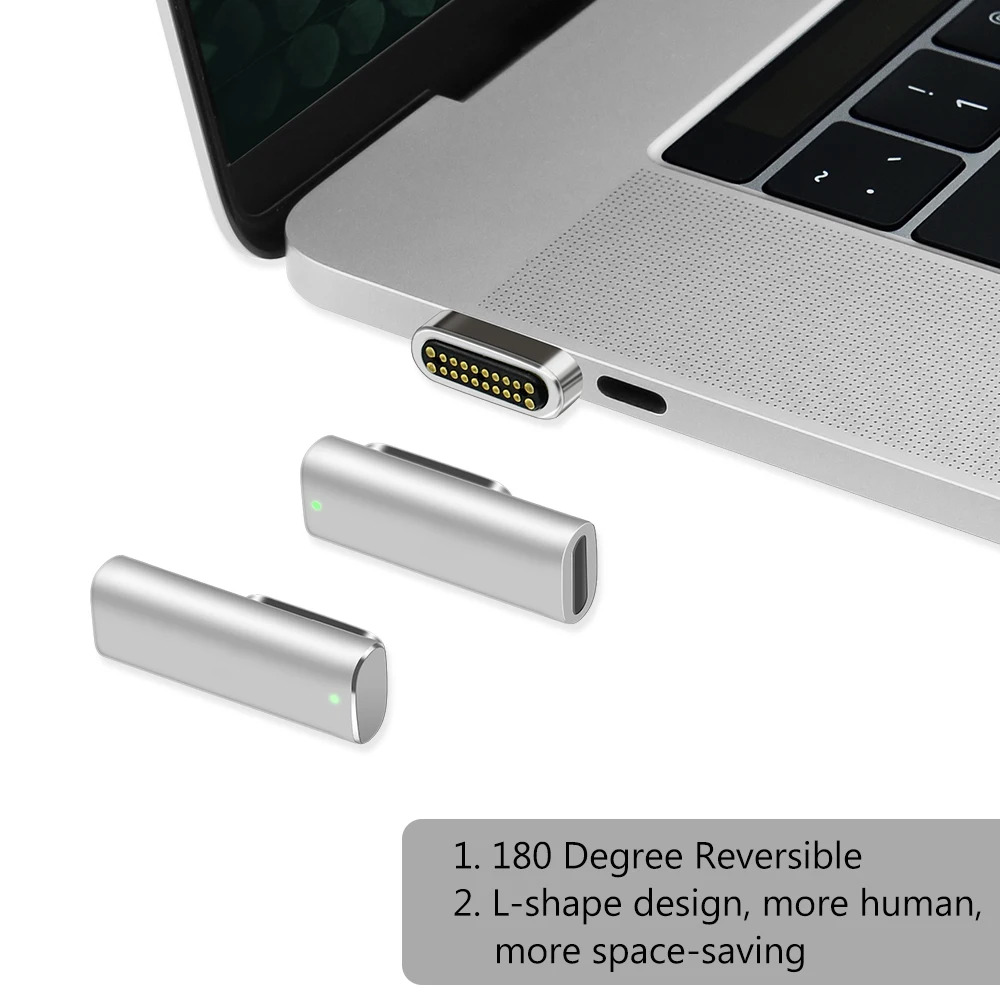 100 Вт Магнитный USB-C-USB-C type C адаптер для зарядки 180 градусов реверсивная поддержка Pixelbook/Matebook и т. Д