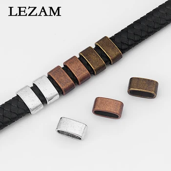 

10pcs Fashion Slider Beads Sapcer For Two Strand 5mm Round Leather Cord Or 10*5mm Flat Leather Cord Jewelry Findings Accessories