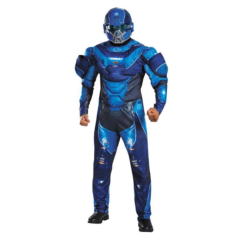 

Men's Blue Spartan Athlon Costumes Jumpsuits And Helmet Halo 5 Guardians Cool Halloween Christmas Costumes Disfraces Adultos