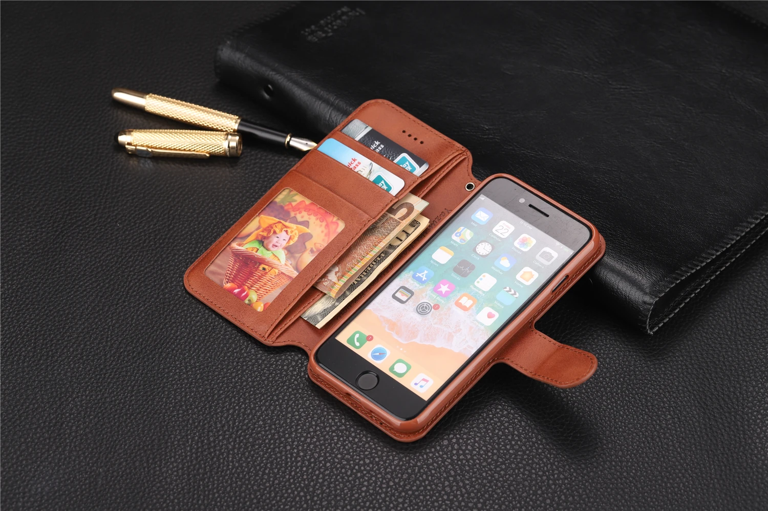 Деловой кожаный чехол-кошелек для iPhone 7, 8, iPhone 7 Plus, мягкий силиконовый чехол из ТПУ, держатель для карт, флип-чехол для apple iPhone 8 Plus