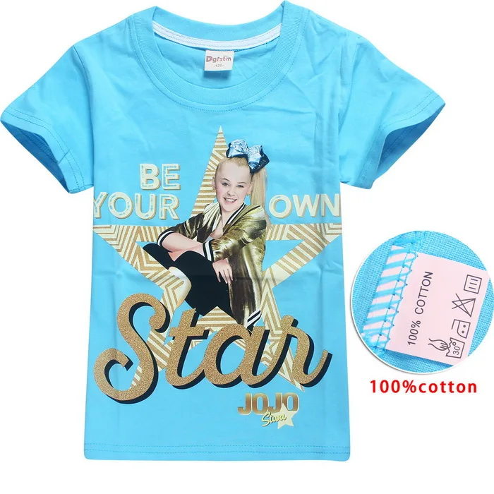 JOJO SIWA/Хлопковые футболки для девочек 4-14 лет, летняя футболка с короткими рукавами для детей, футболка для маленьких девочек, подростковые топы, детская одежда - Цвет: style 14