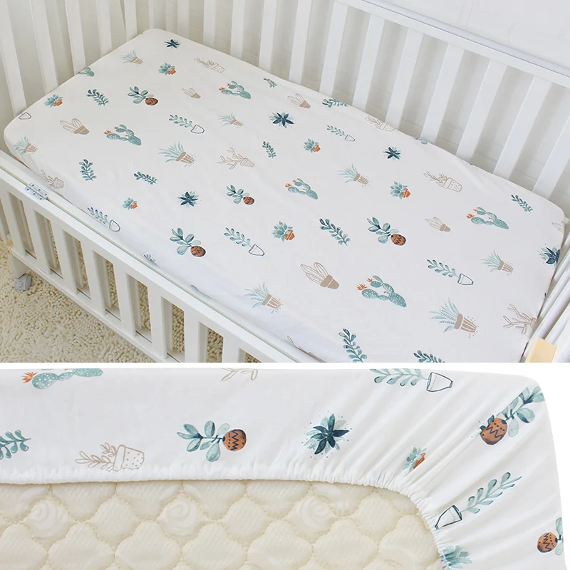 Baby Bed Sheets Pure Cotton Cute Flamingo Crib Sheets Soft Breathable Baby Bed Linen Mattress Cover Infant Fitted Sheet 1Pcs