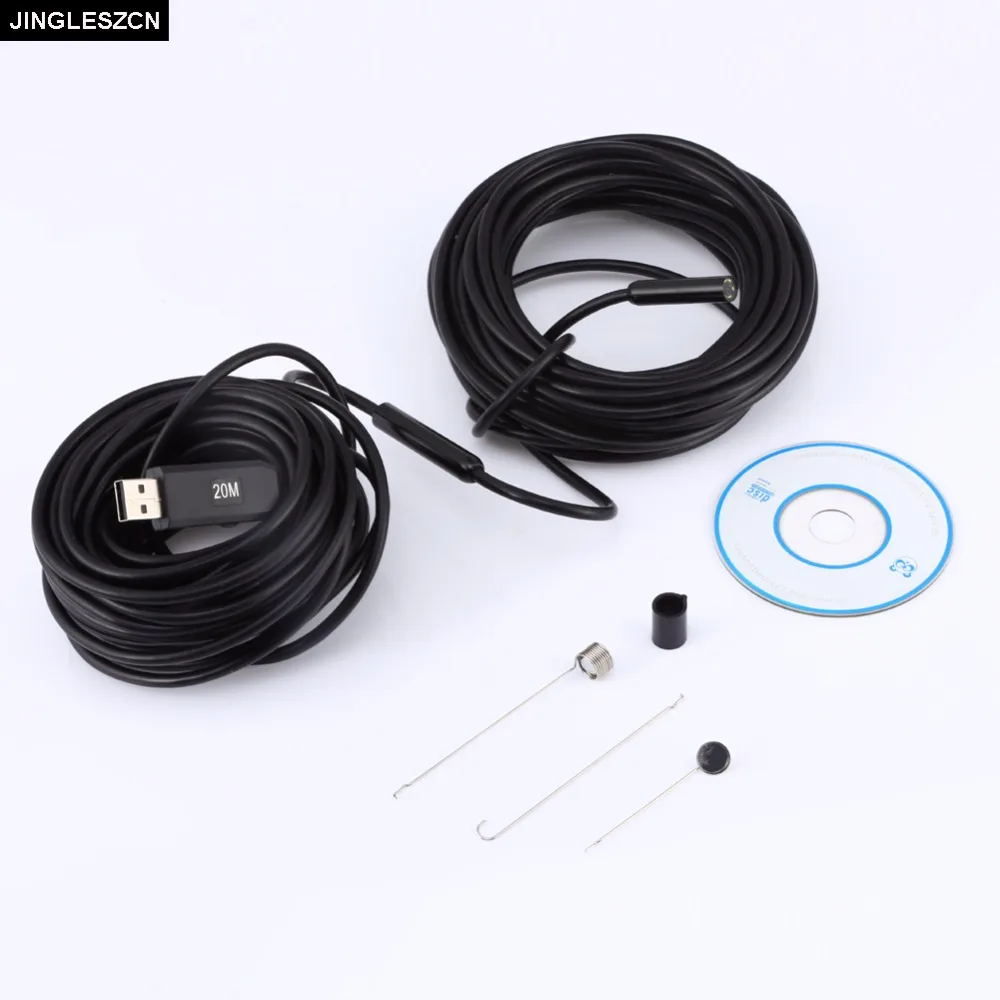 

JINGLESZCN 9MM USB Endoscope Mini Camera Waterproof IP67 20m Length Borescope Inspection Cam Snake Video Endoscope Night Vision