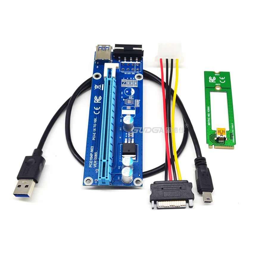 M2 riser card M.2 ключ M NGFF к 16x GPU Usb 3,0 удлинитель Riser SATA к 4Pin IDE Molex источник питания для BTC Miner Machine riser