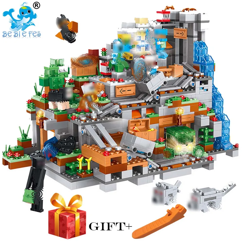 

My World MinecraftING Cave Building Blocks Compatible with LegoING MinecraftING Aminal Alex Action Figures Toys For Children