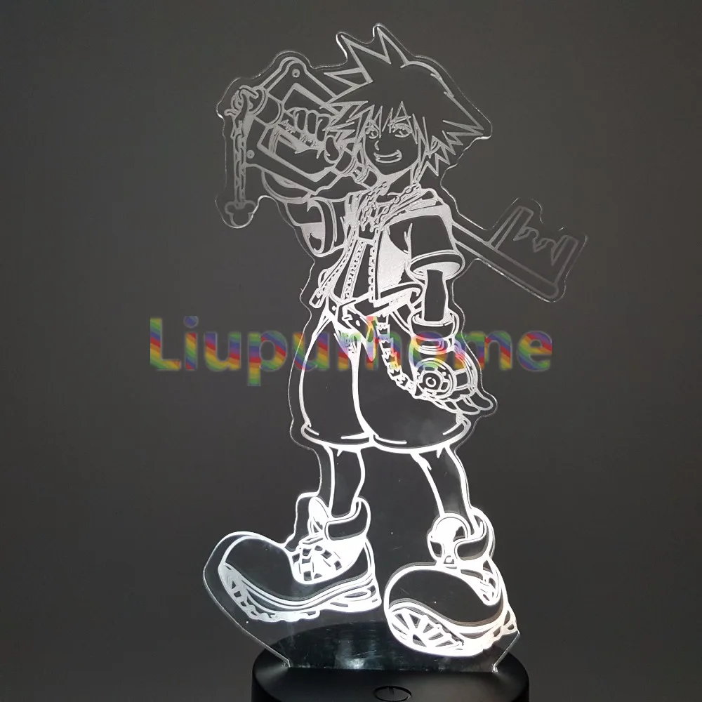 Sora Kingdom Hearts 3D Night Light LED Lamp Colorful Decoration Lampara Creative Anime Figure Lights Christmas Gift Lamps Xmas