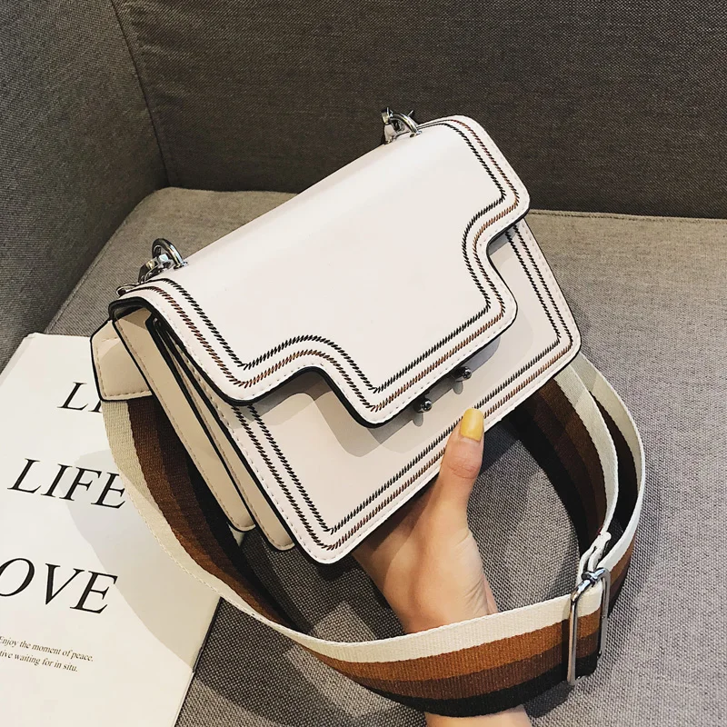 

Embroidered Designer Handbags For Women With Wide Shoulder Strap Ladies Small Flap Bag Ladies Shoulder messenger bag Handbag