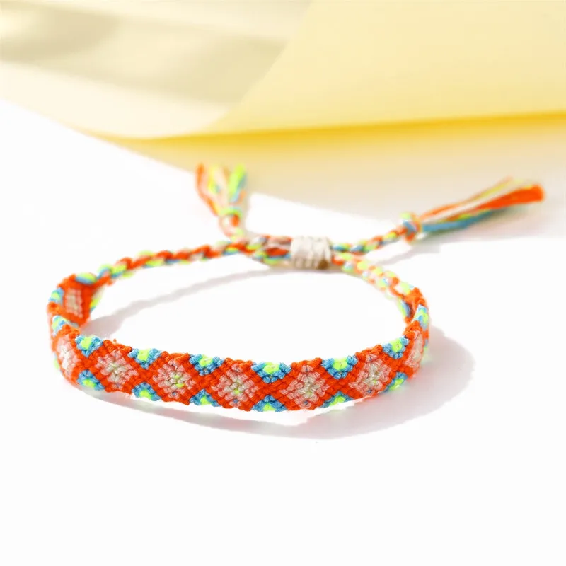 Бохо Радуга красочная цепочка ручной работы Тканые женские браслеты для щиколотки Регулируемый завязанный браслет дружбы лодыжки