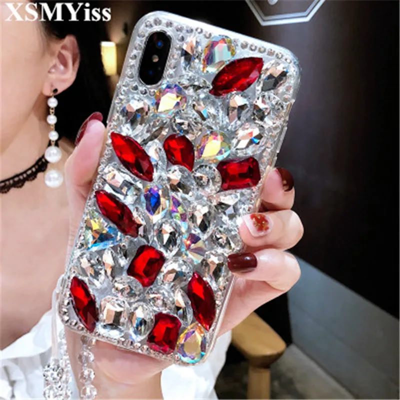 

XSMYiss For Huawei Honor8 9 10 20 Lite V10 V20 7X 8X Nova2 3 4 5 Lite Bling Diamond Case Rhinestone Stone Jewelled Cover Case