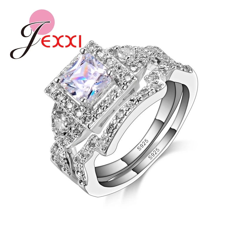 High Quality Fashion Clic 925 Sterling Silver Wedding Ring Sets High Quality Fashion Clic 925 Sterling Silver Wedding Ring Sets For Women Square Cz Crystal Bridal Engagement In Rings From Jewelry