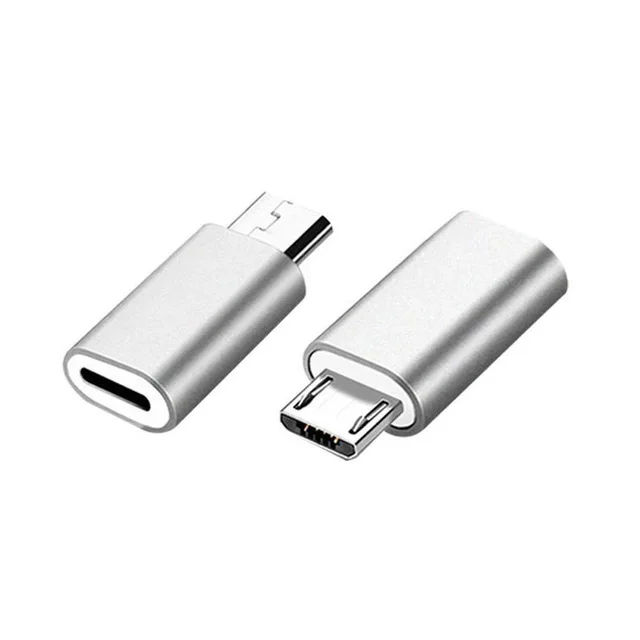 Алюминиевый сплав для Lightning 8 Pin женский микро USB конвертер зарядный type-C разъем адаптер для Android мобильного телефона - Цвет: Серебристый