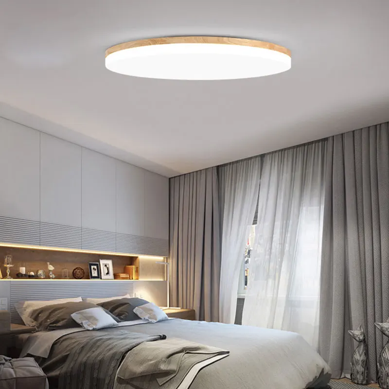 

Thin LED Ceiling Lights 5cm 18W Modern Wooden Ceiling lamps for Living Room chandeliers Ceiling for the hall For Home Lighting