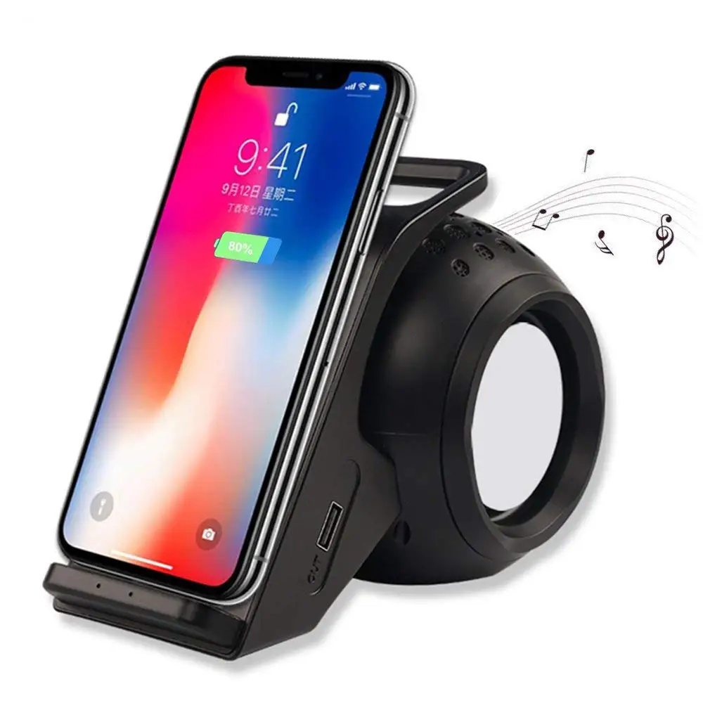 Bluetooth Speakers with Fast Wireless Charger Phone Stand Holder 10W