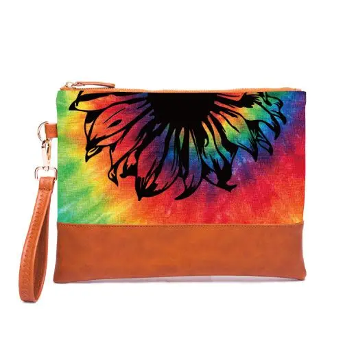 

10PCS Rainbow Flower Prints Canvas Wrist Band Bag accessories cheetah cosmetic bag DOMIL 109