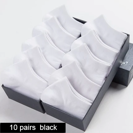 10 pairs white 10 пар/лот, летние тонкие хлопковые короткие носки для мужчин, Meias, черные, белые носки-башмачки, мужские подарки, обувь, одежда, размер 39-43 - Цвет: 10 pairs white