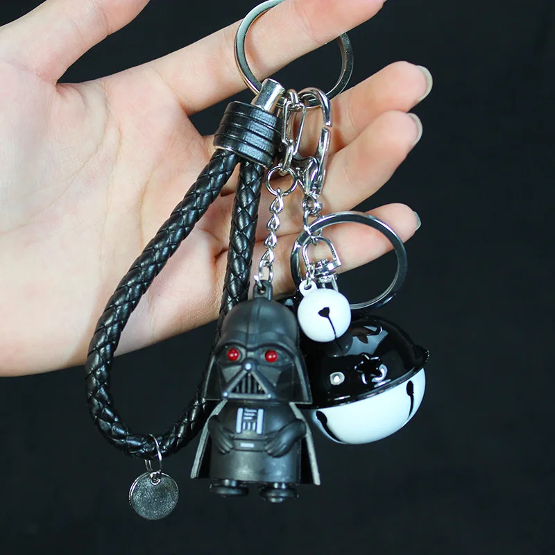 

LED Flashlight Glows Sounds Anime Stitch Keychain Cute dolls Darth Vader Batman Key Chain Women Purse Charms Car Key Ring