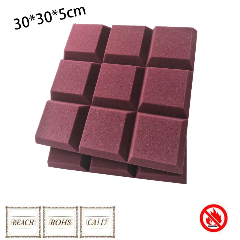 Goedkoop Newst Akoestische Foam Behandeling Sound Proofing Bordeaux Kleur Geluidsisolatie Schuim 5 cm Dikte