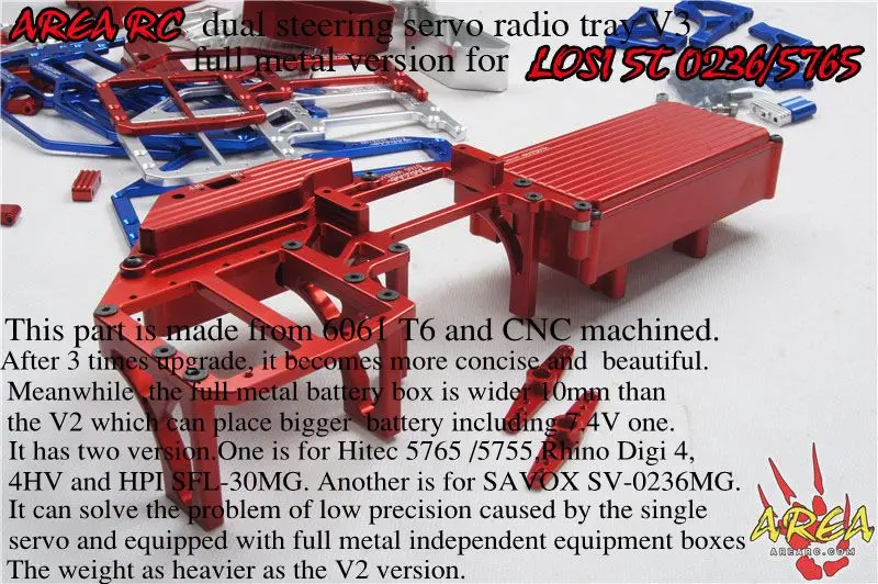 

2018 AREA RC dual steering servo radio tray V3 full metal version for LOSI 5T 5IVE-T 0236/5765 NEW