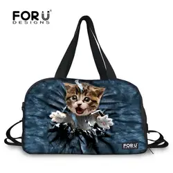 FORUDESIGNS/Милые Животные Кошки женские дорожные сумки ручной Багаж для девочки и женская новая модная спортивная сумка дорожная большая сумка