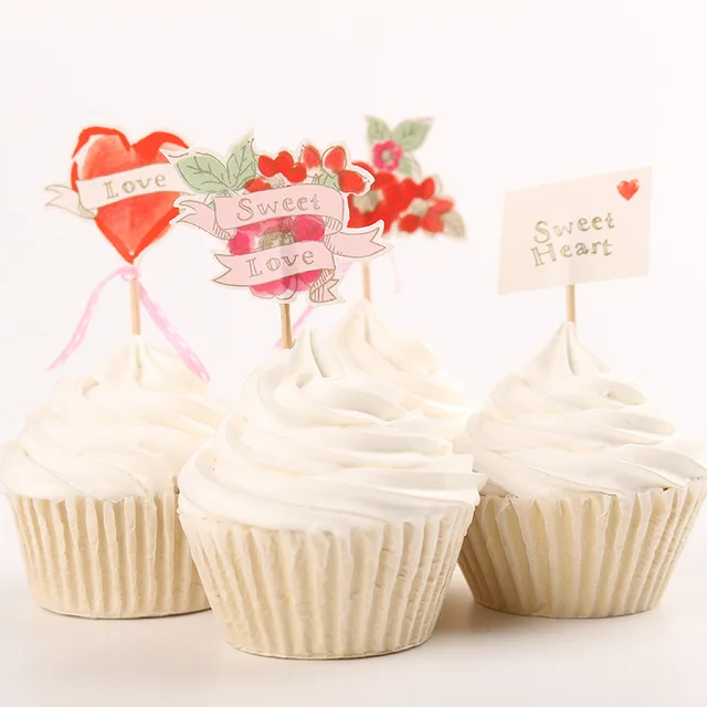 Valentine's day heart cupcake toppers party bridal shower ...