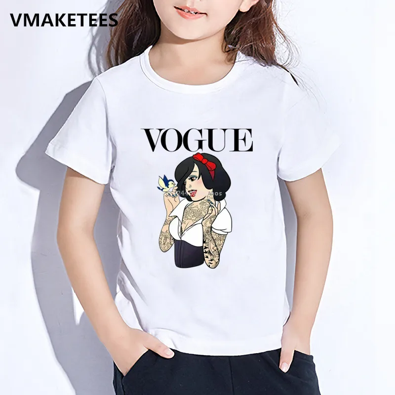 

Vogue Punk Princess Tattoo Alice Thinking Print Baby Girls T shirt Kids Funny Cute Clothes Children Cartoon T-shirt,HKP5295
