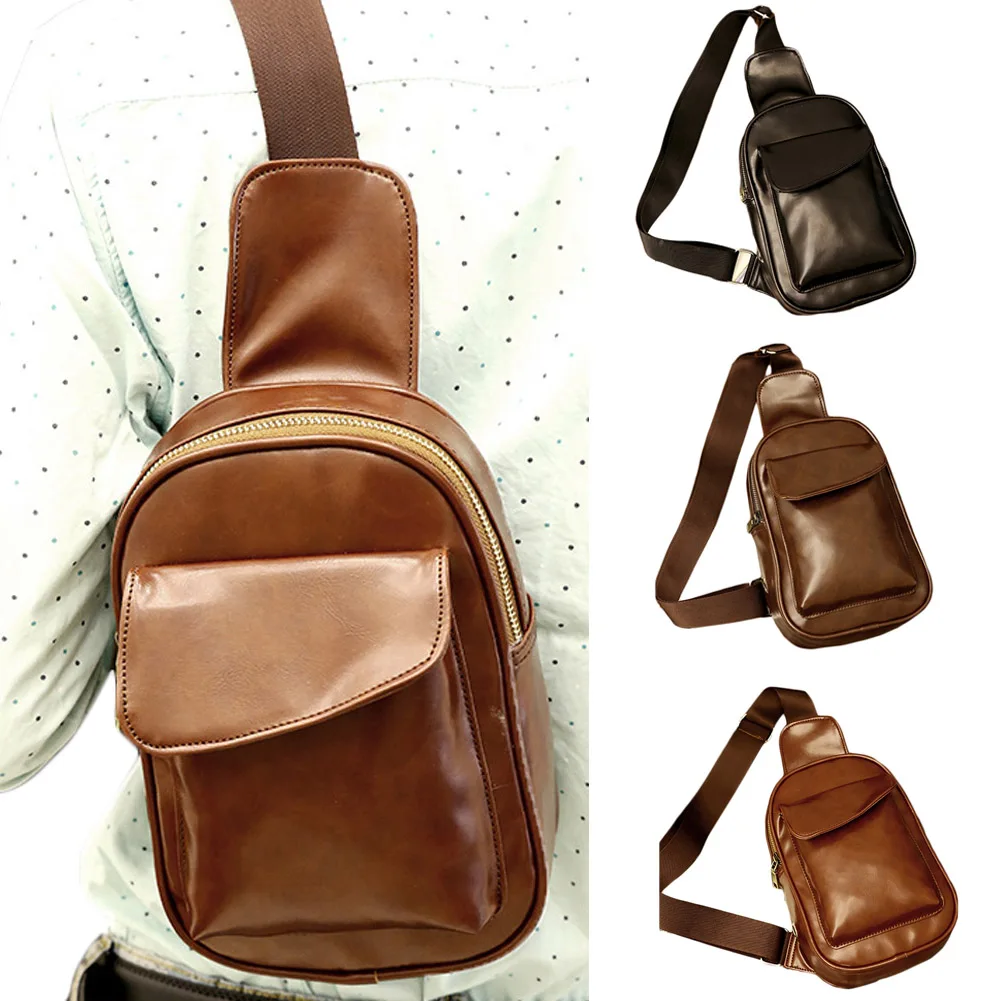 SFG HOUSE Famous Brand Mens Sling Bag PU Leather Single Shoulder Bag
