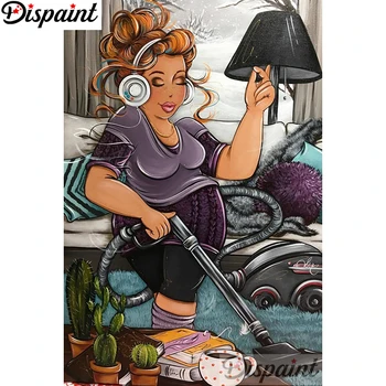 

Dispaint Full Square/Round Drill 5D DIY Diamond Painting "Cartoon woman" 3D Embroidery Cross Stitch Home Decor Gift A18405