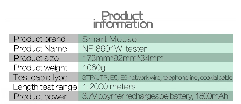 Noyafa NF-8601W Многофункциональный тестер сетевого кабеля ЖК-тестер длины кабеля тестер точки останова для RJ45, RJ11, BNC, PING/POE