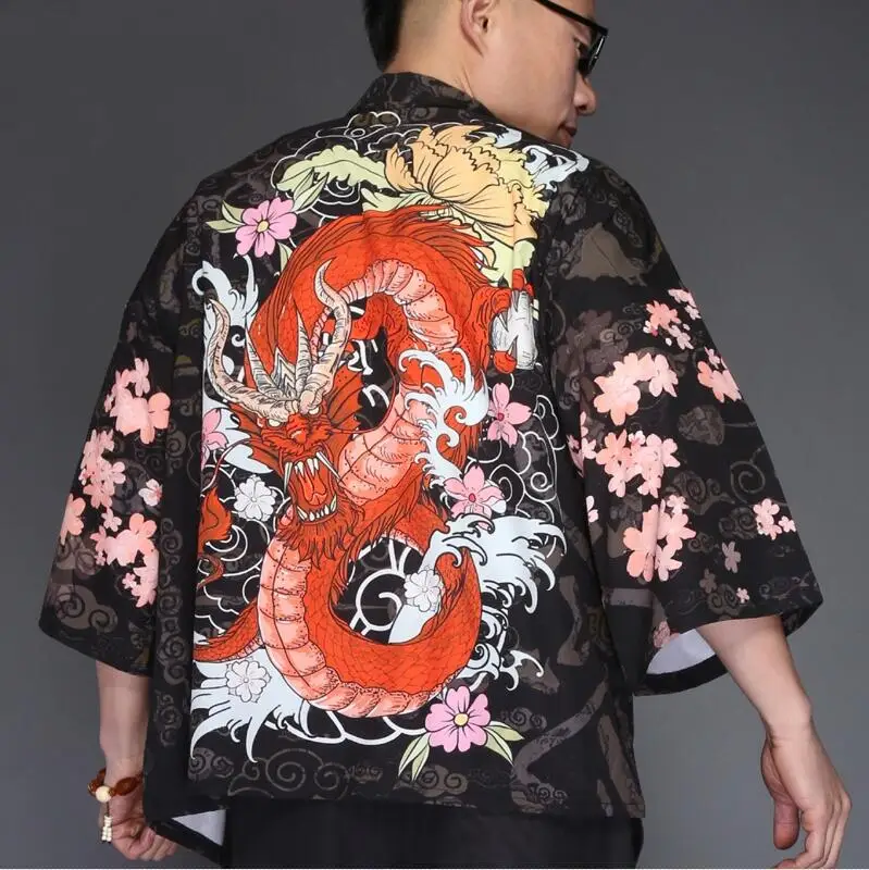 Yukata haori, мужское японское кимоно, кардиган, мужской костюм самурая, одежда, кимоно, куртка, мужское кимоно, рубашка yukata haori TZ2007 - Цвет: Коричневый