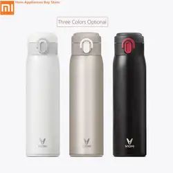 Оригинальный Xiaomi Mijia VIOMI термос чашки нержавеющая сталь вакуум 24 часа колбы лабораторные воды Smart бутылка термос одной рукой