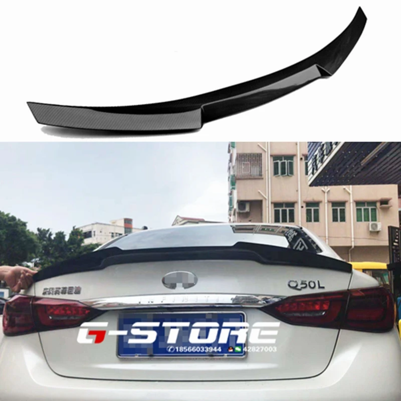 M4 Style Spoiler For Infiniti Q50 Q50S Spoiler Carbon M4 Style- Carbon Fiber Rear Trunk Wing Spoiler Lid Q50 spoiler