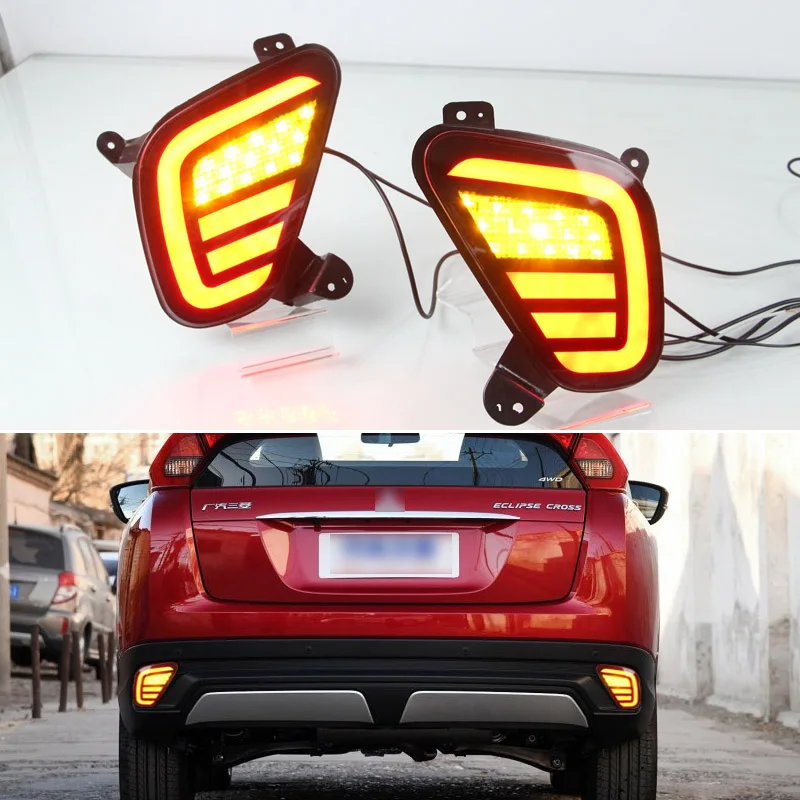 

2pcs Multi-functions Reflector Light For Mitsubishi Eclipse Cross 2018 2019 LED Rear Bumper Brake + Turn Signal + Reverse Light