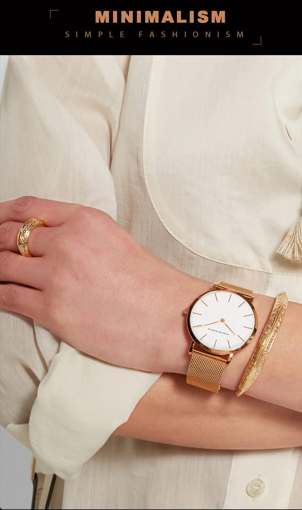 Relogio Feminino Hannah Martin, люксовый бренд, DW стиль, женские часы, нержавеющая сталь, сетка, розовое золото, водонепроницаемые женские кварцевые часы