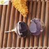 CSJA Water Drop Shape Stud Earrings Silver Color Natural Stone Faceted Pink Quartz Crystal Tiger Eye Healing Jewelry Female G035 ► Photo 2/6