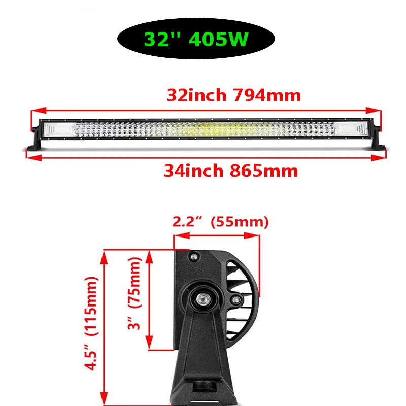 3-ряд 32 "405 Вт изогнутые светодио дный Свет Бар Offroad 4x4 светодио дный луч света бар Combo луч светодио дный работа светлая полоса 12 В 24 В для