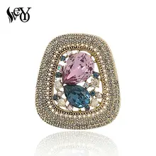 VEYO High Quality Round Luxury Full Of Crystal Rhinestone Gold Color Brooch Vintage Jewelry Wholesale