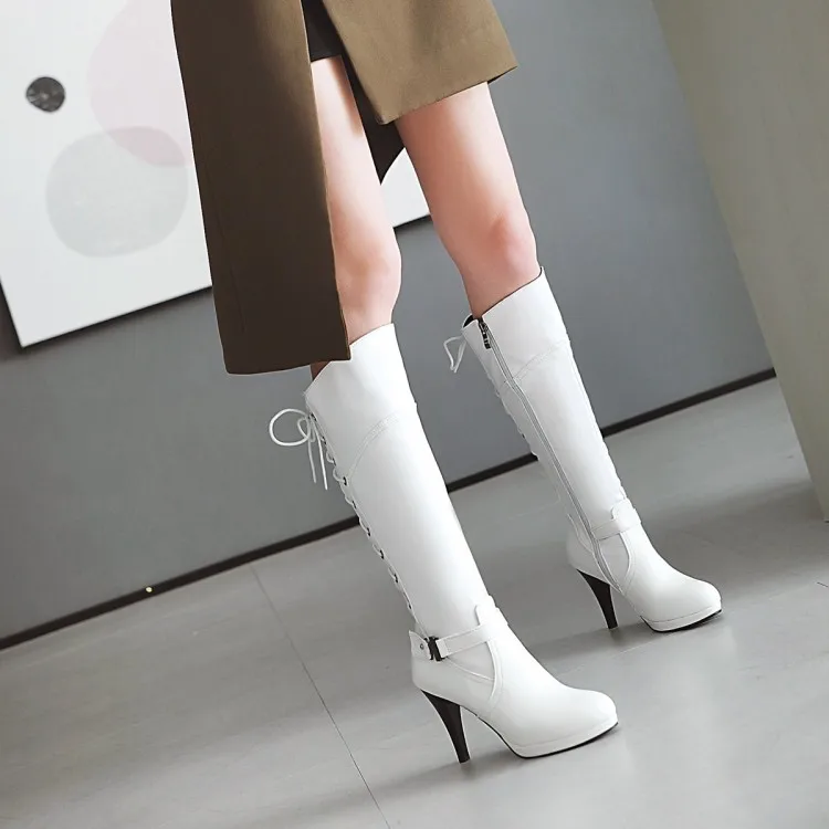 

Big Size 9 10 11-17 thigh high boots knee high boots over the knee boots women ladies boots Back cross strap buckle