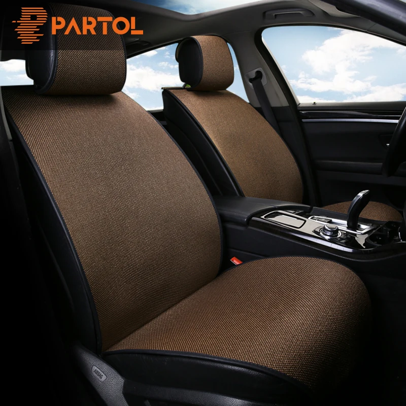 Цена Partol универсальное автокресло Обложка Pad дышащий Лен автомобильных чехлов авто подушки сиденья протектор спереди и сзади автомобиль Стайли...
