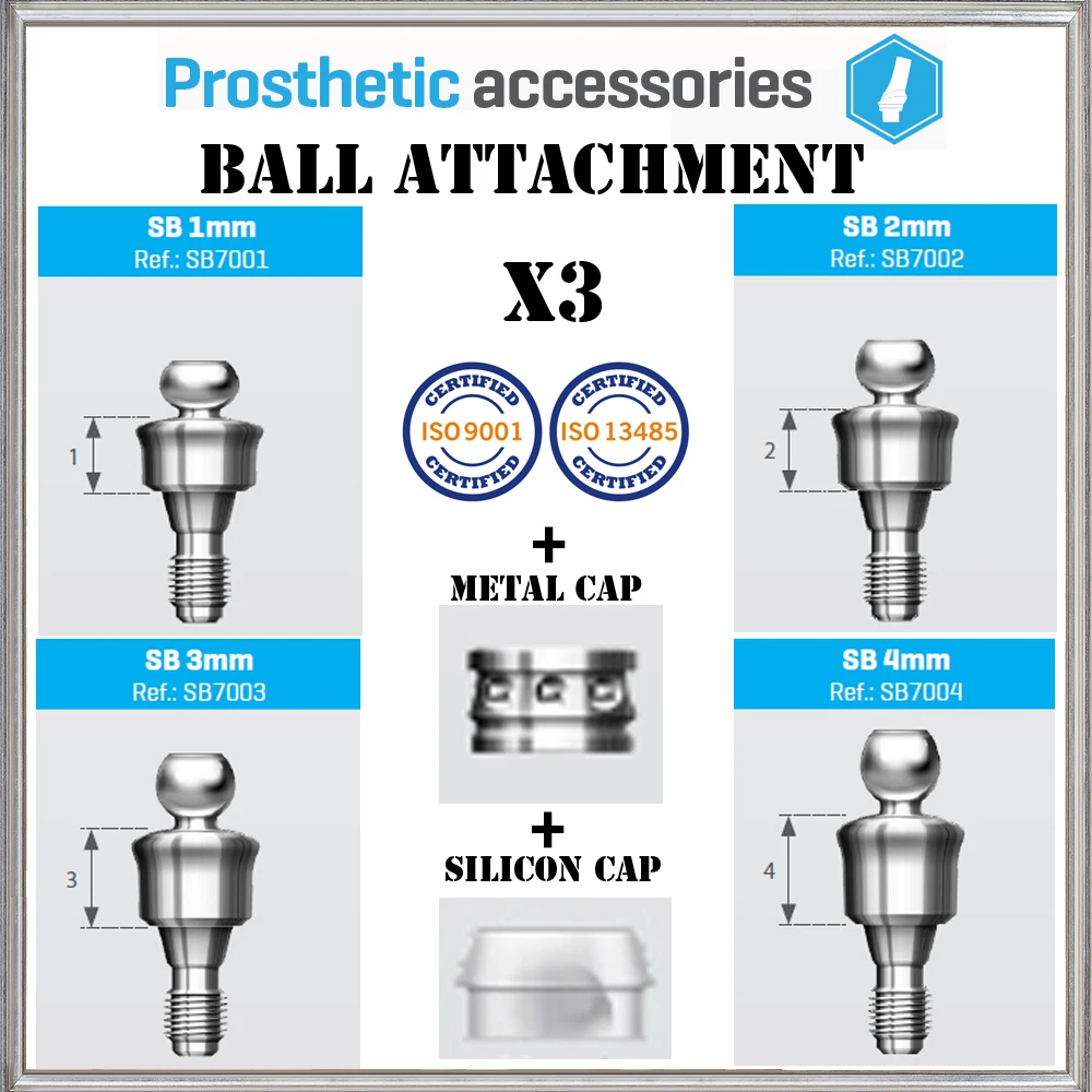 3X Ball Attachment Set Titanium Abutments for Internal Hex Dental Implants Sizes 1/2/3/4MM Top quality Certifited  Bio-Effect