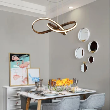 

WOERFU 50CM Postmodern LED Pendant Light Ring Wave Lamp Wrought Iron Personality Creative Pendant Lights