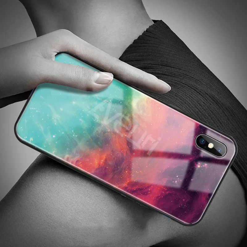 الفاخرة حالة الهاتف على ل فون 5 S SE 6 6 S زائد 7 8 زائد كوكه خفف من الزجاج غطاء حالة ل فون X XR XS ماكس أنا الهاتف 5 6 S