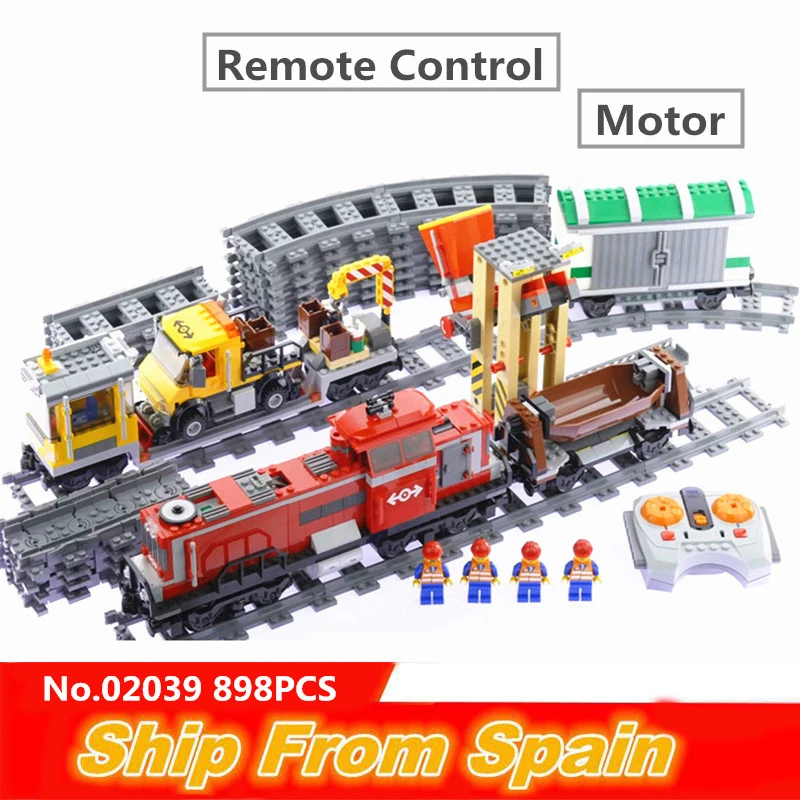 

lepinblocks City train 02039 building blocks the red cargo train set self-locking bricks Classic Model Collector Blocks toys