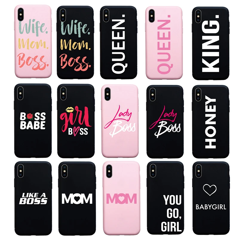 

New King Queen Crown Lady Girl Boss soft case For iphone 7 8 Plus 6 6s Plus cover funda coque For iphone X XS Max XR 5s SE cases
