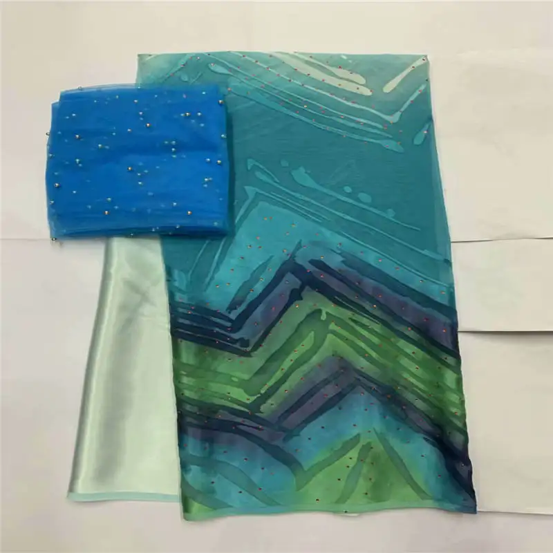 Африканская мягкая шелковая ткань для одежды аккуратная вышивка на материале с швейцарской вуалью кружевная ткань(5+ 2 ярдов/комплект)! LXF61710