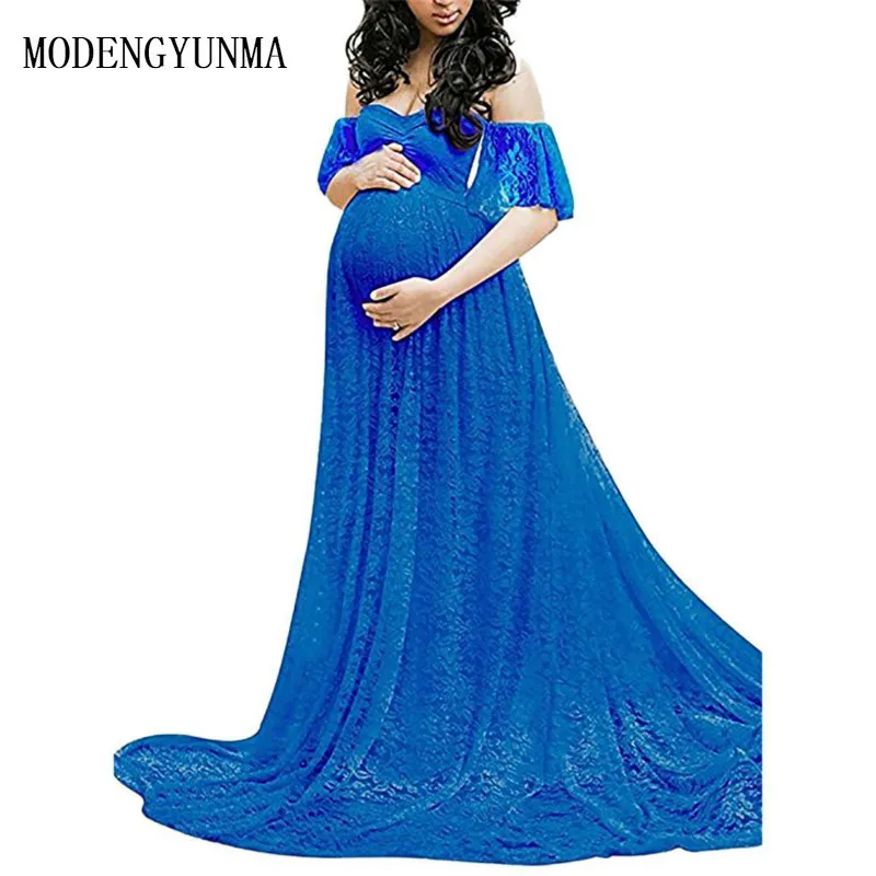 

Photography Pregnant Woman dress Short Sleeve maternity Longuette pregnancy clothing maternity Lace dresses for photo shoot
