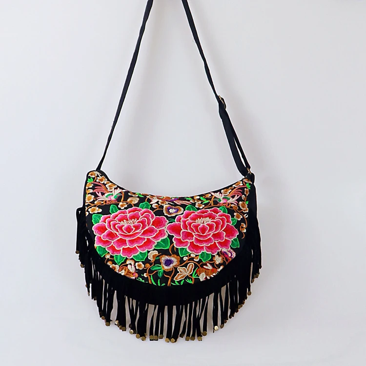 bags women shoulder crossbody bag fringe tassel handbags flower (6)