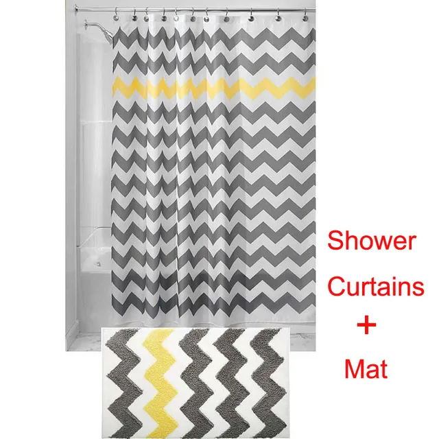 1set180x180cm Water Repellent Fabric Shower Curtains Liners 50x80cm 1set180x180cm Water Repellent Fabric Shower Curtains Liners 50x80cm Microfiber Bathroom Accent Rugs Bath
