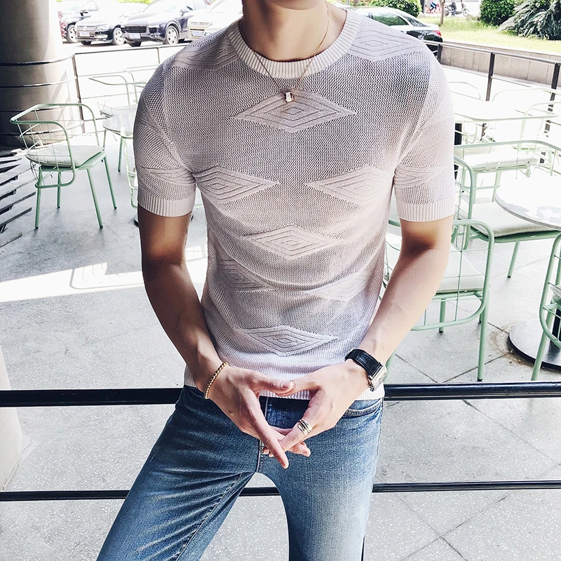 Moda 2018 transparente Camisetas para hombre ver a través de las Camisetas para hombre blanco tejer Camisetas para hombre Camiseta Sexy Camisetas slim Fit Moda 2018 transparente Camisetas para hombre ver a través de las Camisetas para hombre blanco tejer Camisetas para hombre Camiseta Sexy Camisetas slim Fit