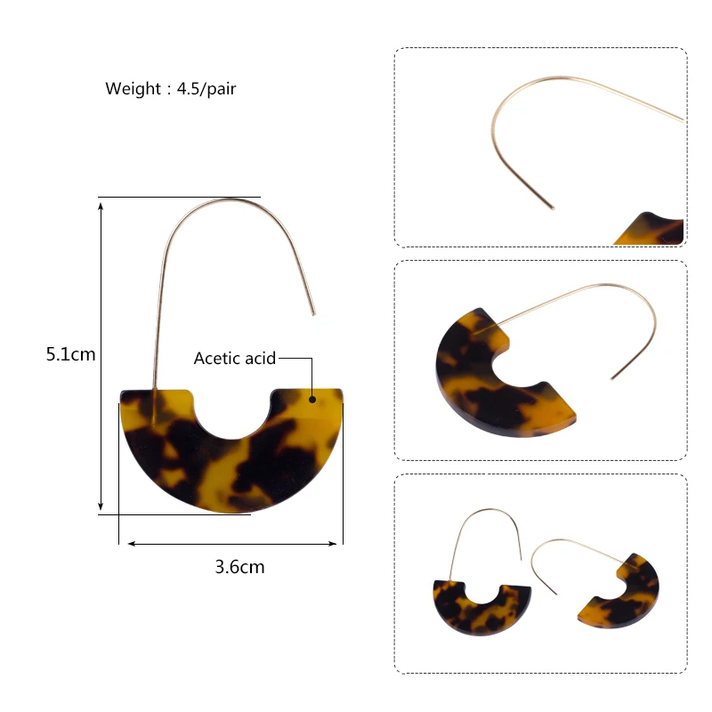 Guan Long Dangle Fashion Elegant Acetate Resin Earrings for Women Big Geometric Acetic Acid Dangling Acrylic Earring New Jewelry (5)