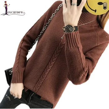 

Winter loose lady knitted pullover Autumn Women short pullover sweater 2018 spring fashion new high-neck knitted sweater LDT653